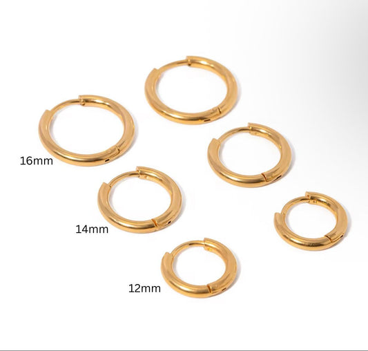 mini tube gold hoop earrings