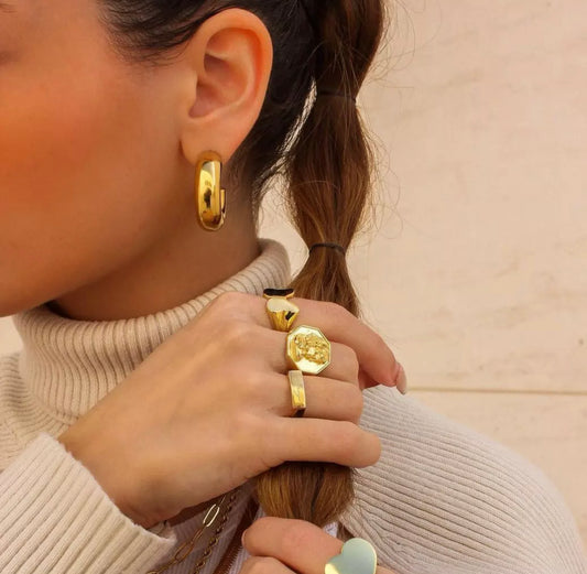 C Shape Chunky Hoop Earrings