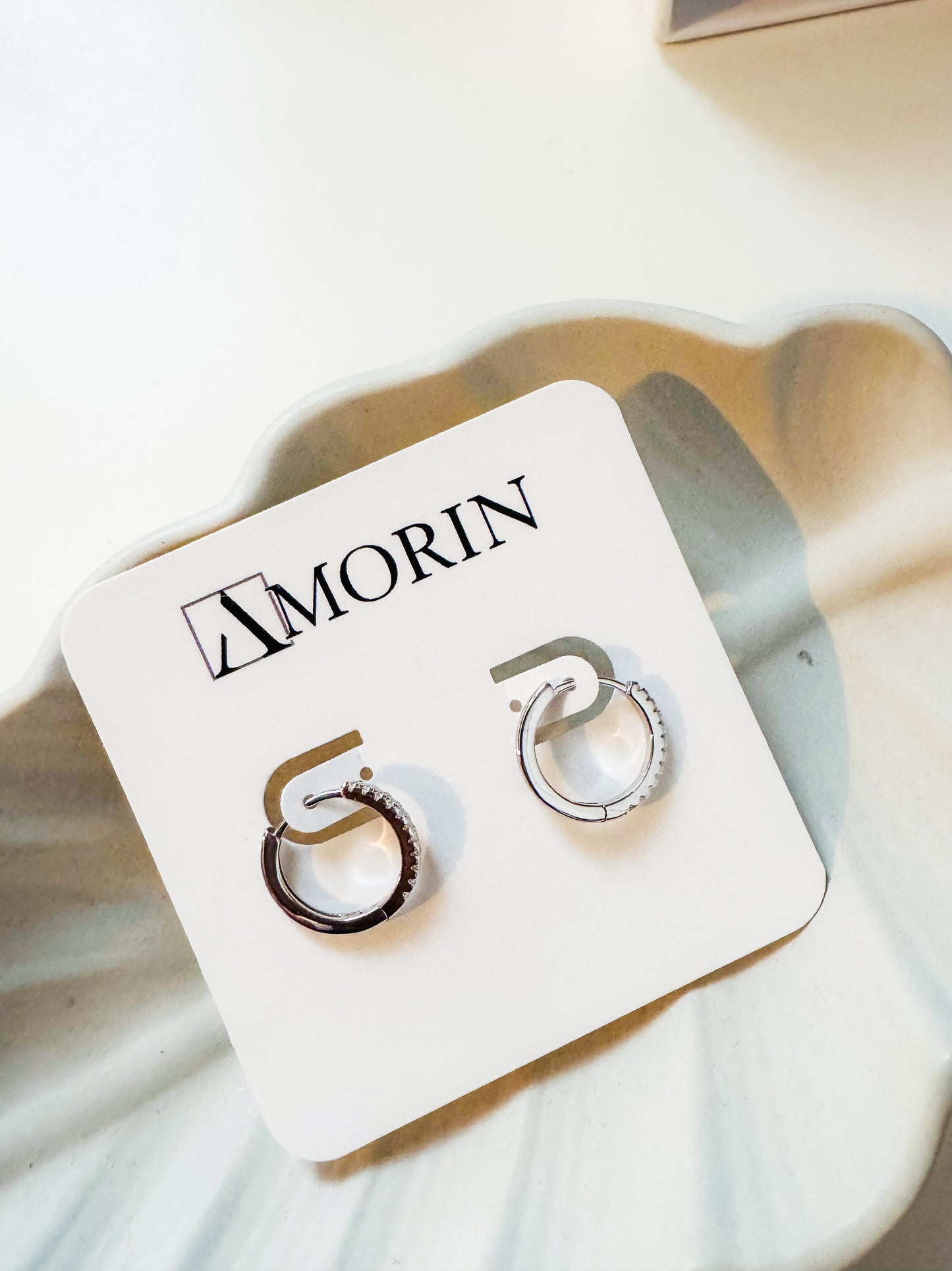 Silver Hoop Earrings with Zirconias