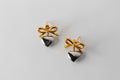 Two Tone Heart Pendant Bow Earrings