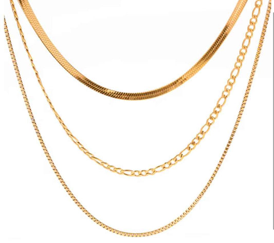 Three-Layered Herringbone Chain Necklace
