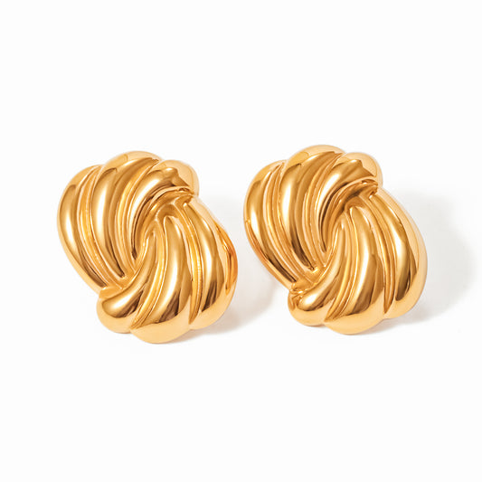 Carrie Gold Square with Lines Earrings