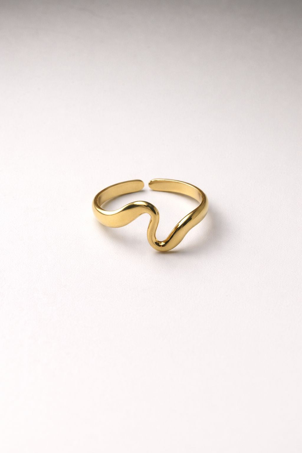 Gold wave adjustable ring 18k pvd gold plated stainless steel