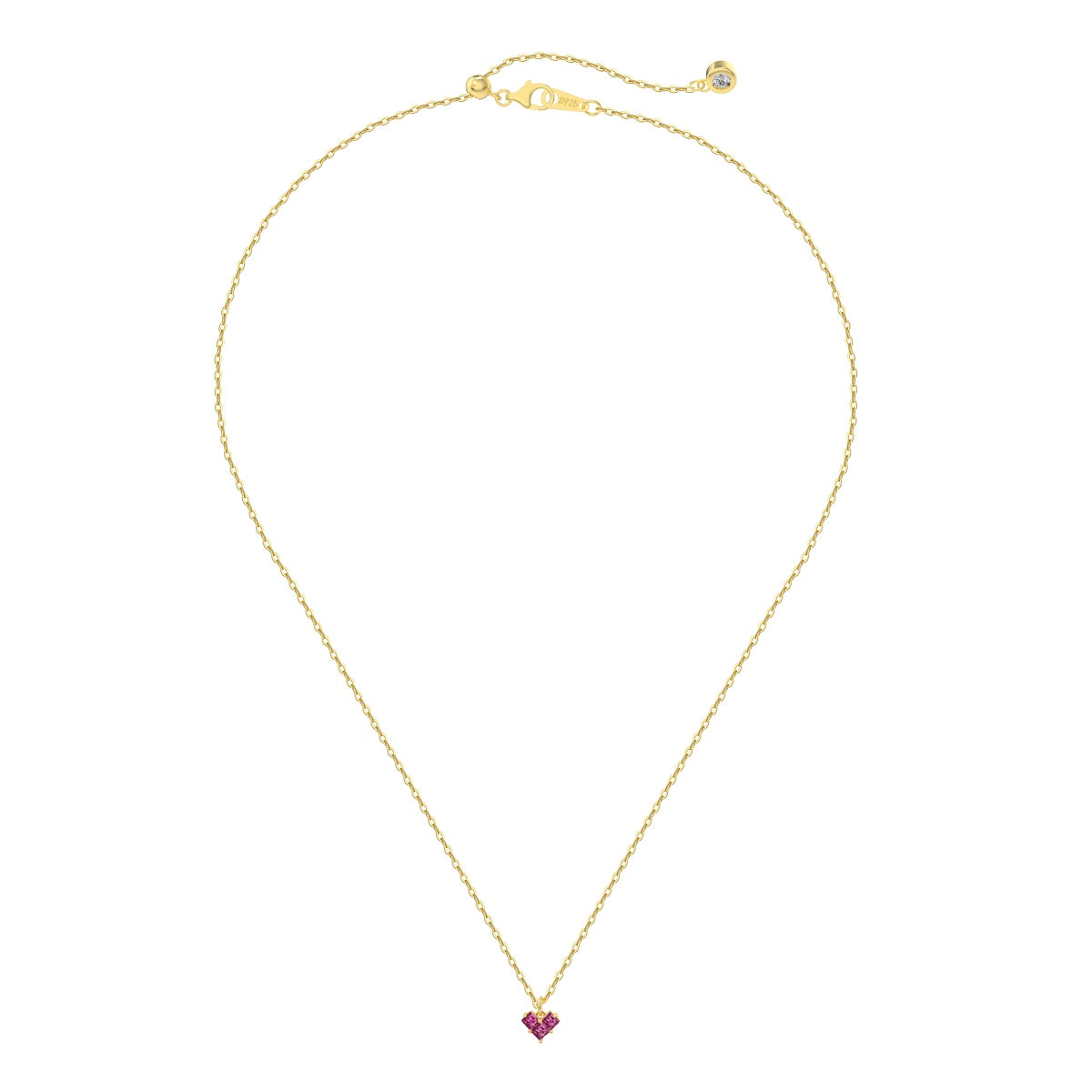 Dainty-heart-pendant-necklace-with- cubic-zirconia-and-adjustable- silicone-slider