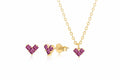 Heart-Shaped Zirconia Necklace and Stud Earring Set