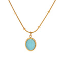Oval Shape Light Blue Pendant Necklace