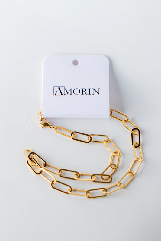 minimalist gold paperclip chain close-up